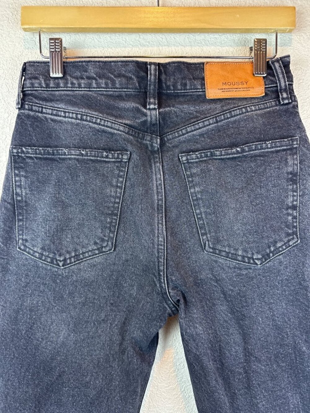 MOUSSY Black Wash Straight Leg Jeans Size 26 Made in Japan Denim Minimalist - Picture 11 of 12